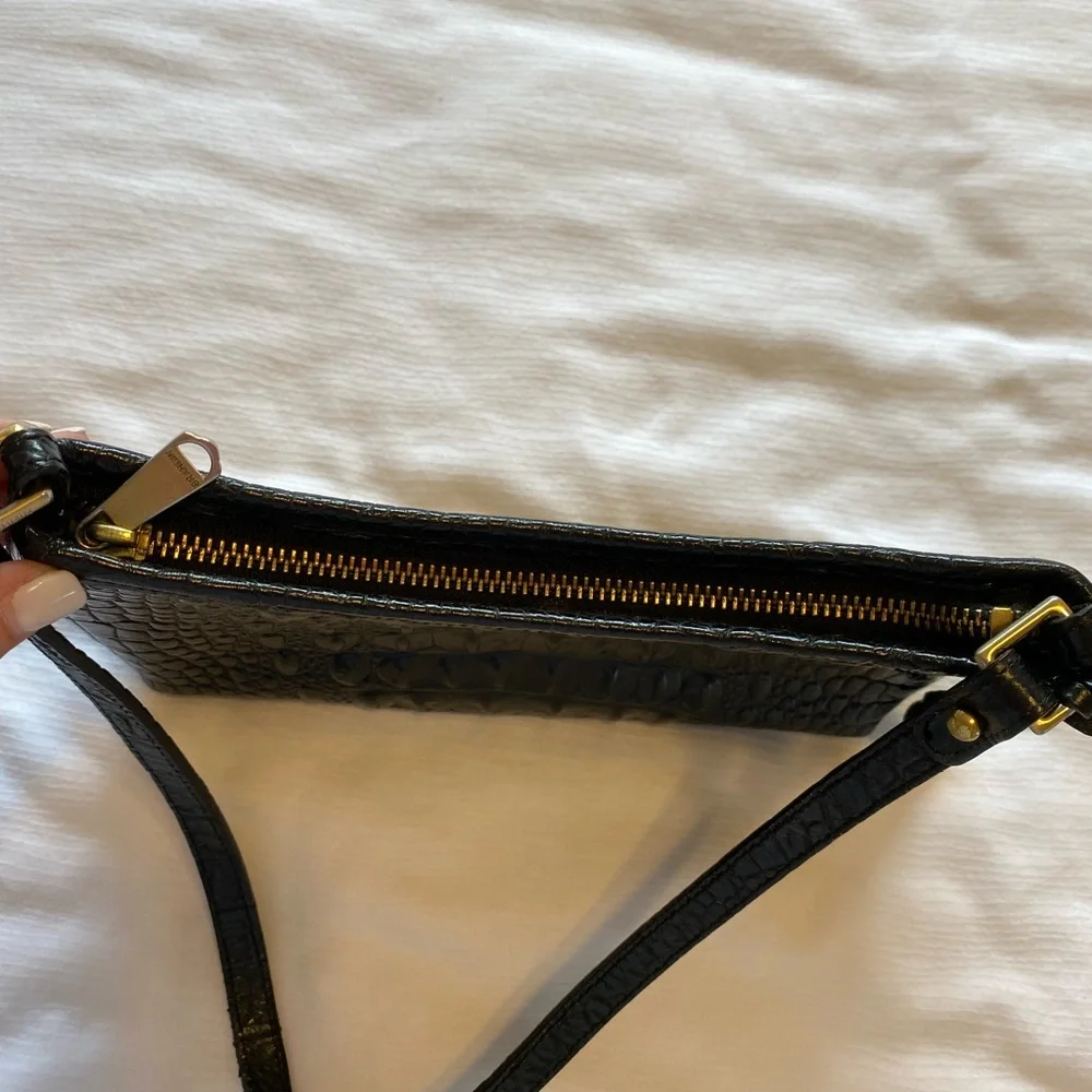 Vintage Brahmin Lorelei Black Croc-Embossed Leather Shoulder Bag